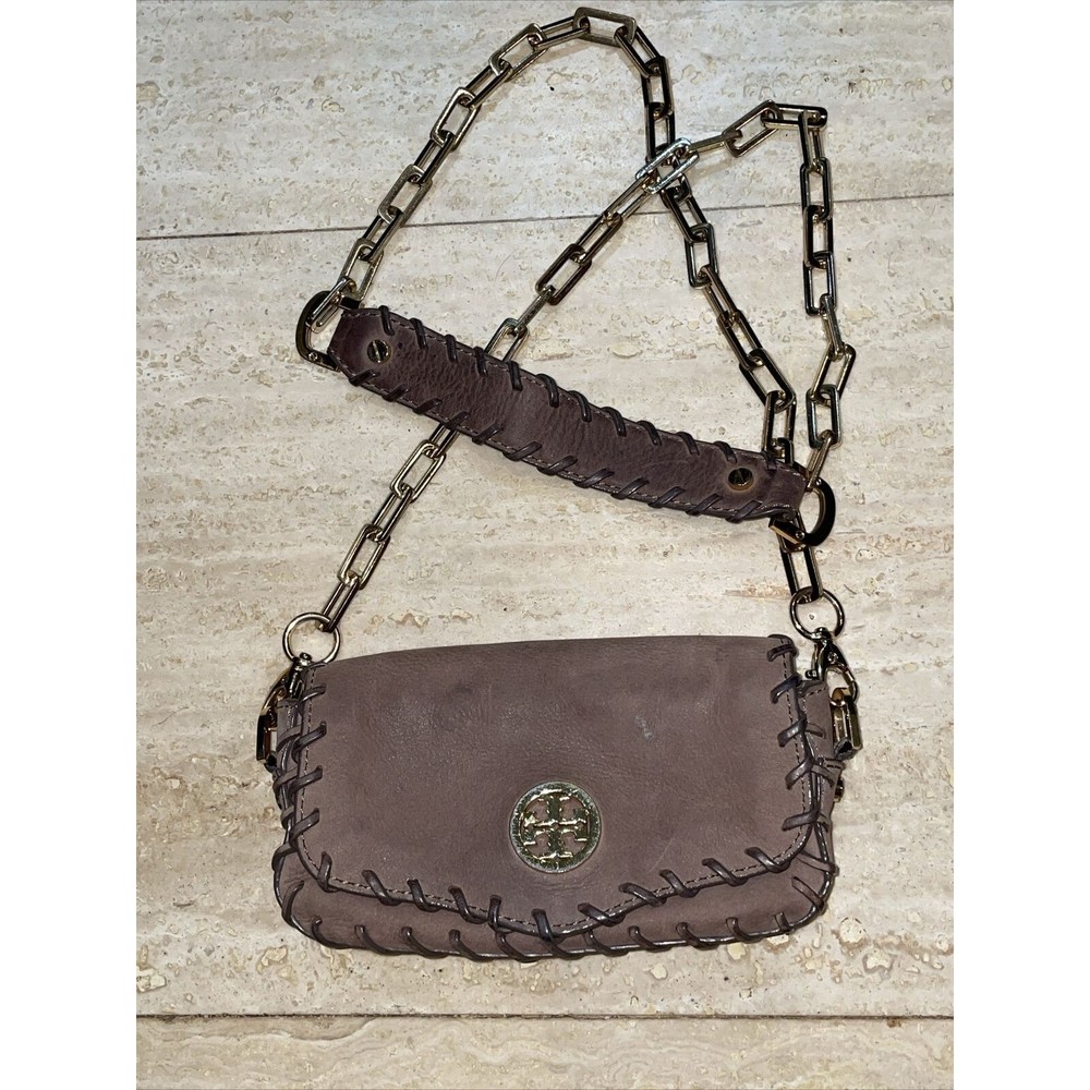 Tory Burch Mini‎ Chain Leather Crossbody Bag Brown